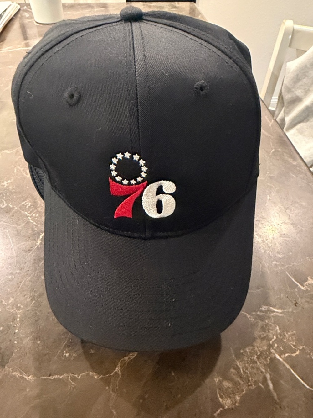 Philadelphia 76ers Black Baseball Cap with Red & White Logo